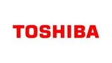 Logotipo rojo de Toshiba sobre fondo blanco