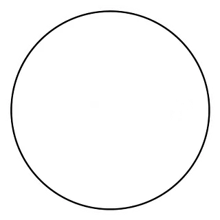 Círculo vacío con contorno negro sobre fondo blanco.